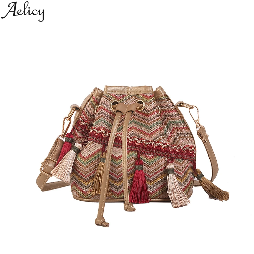 Aelicy женская мода винтажный стиль твердая соломенная сумка мешок Женская