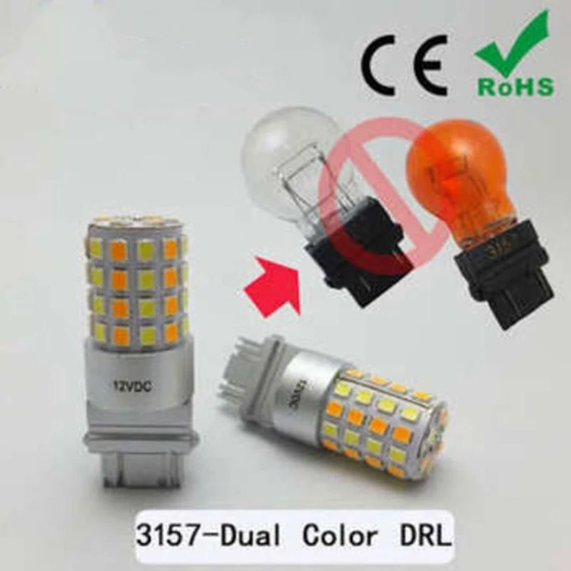 2x DRL T20 светодиодный 7440 54 SMD S25 BAu15S 3157 Автомобильный светильник лампы DC12-24V