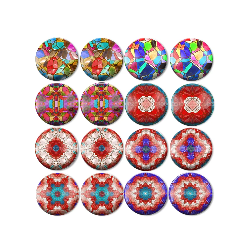 

16pcs Round Glass New Cabochon Decorative Pattern Picture Mixed Pattern Fit Base Earring Setting for Jewelry Flatback BCH-406