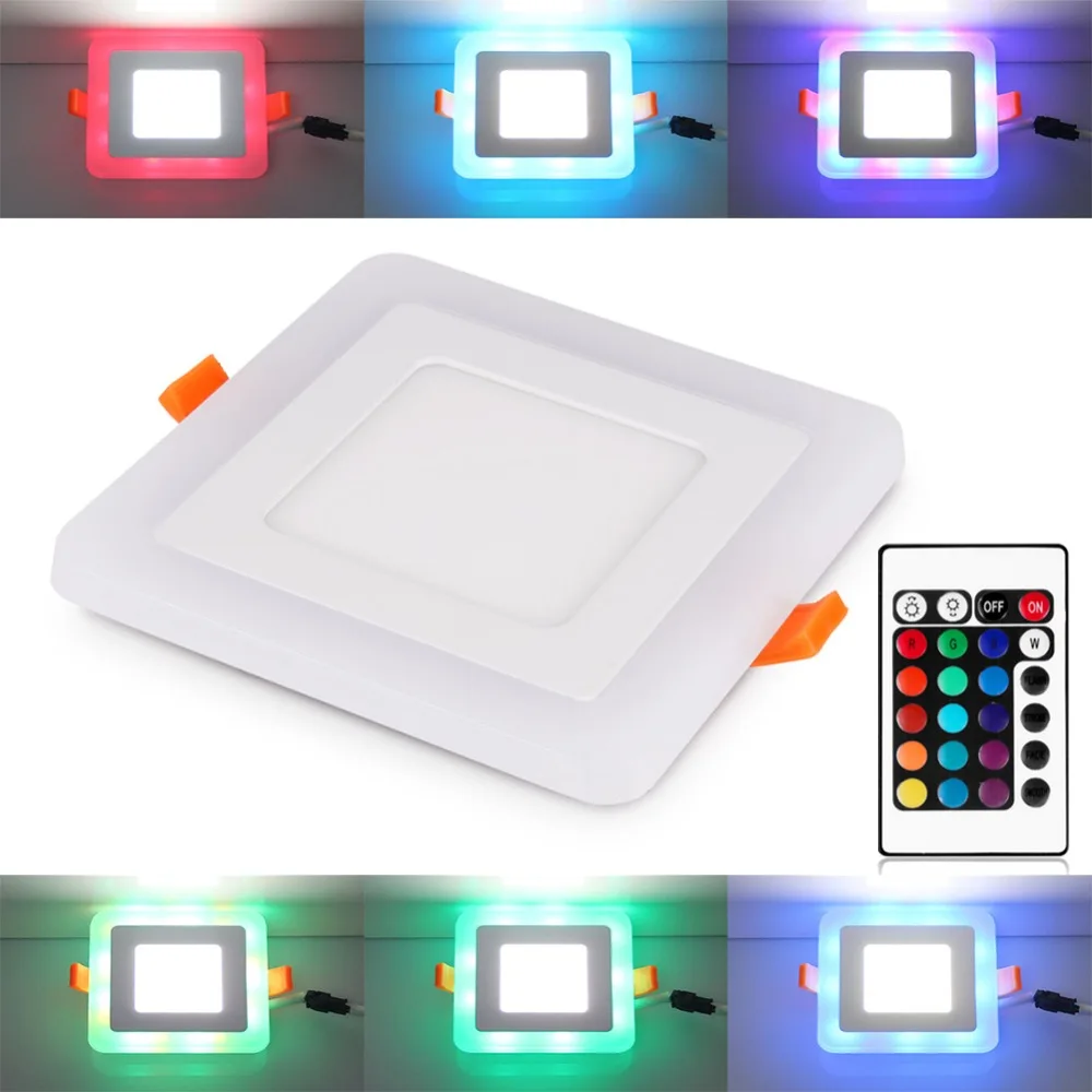 15Pcs RGB Led Panel Light 6wUltra Thin Recessed LED Ceiling downlight Features is RGB Downlight With Remote Control