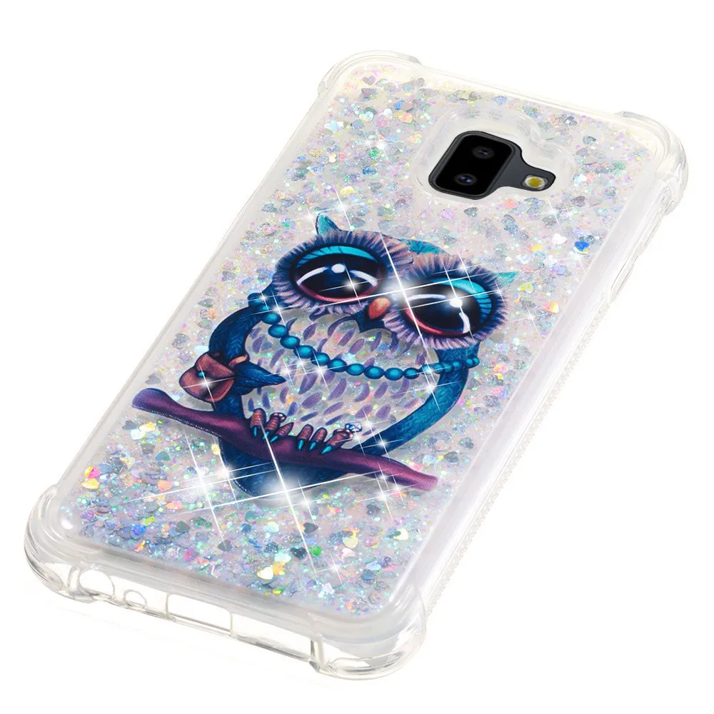 Owl Dynmic Quicksand Case for Samsung Galaxy J6 Plus Silicon Cover Cute TPU Soft J610F J610 |