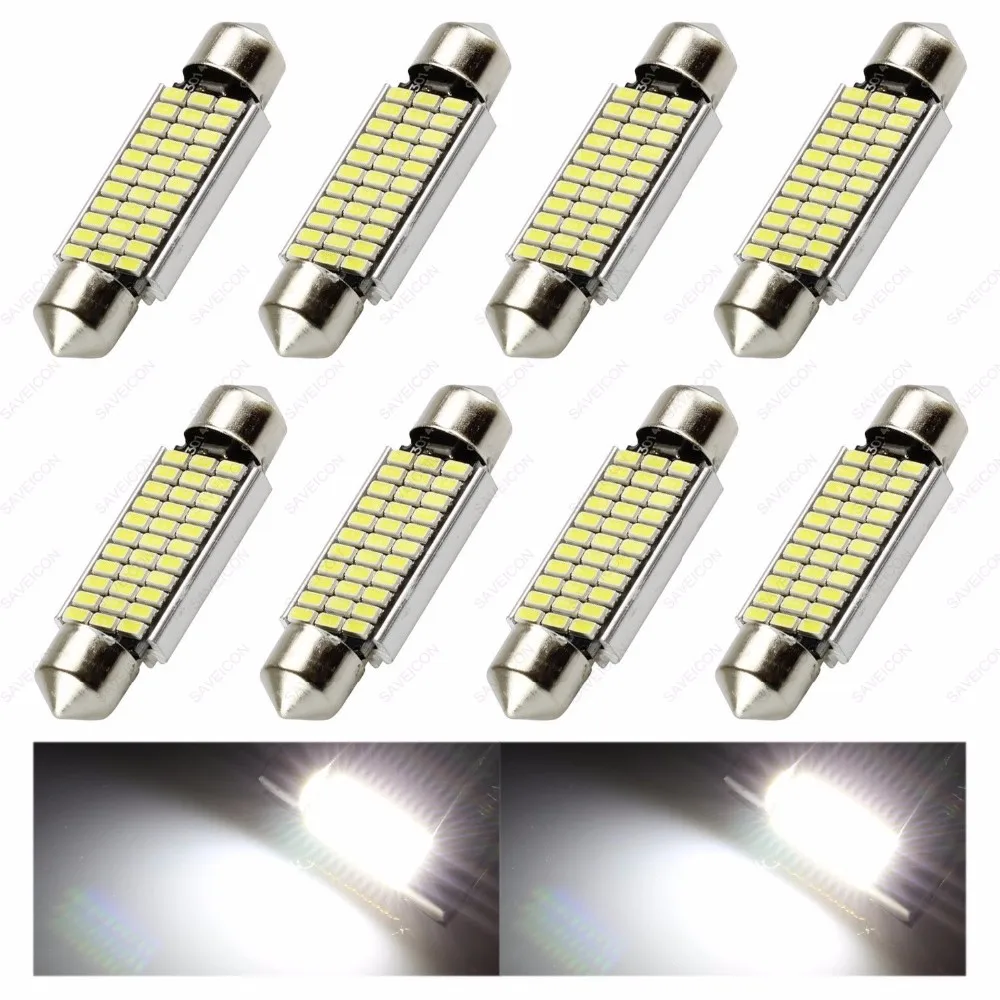 

8Pcs Super Bright White 33SMD-3014 1.72" 42mm 211-2 212-2 214-2 578 579 Festoon LED Bulbs For Car Interior Map Dome Lights
