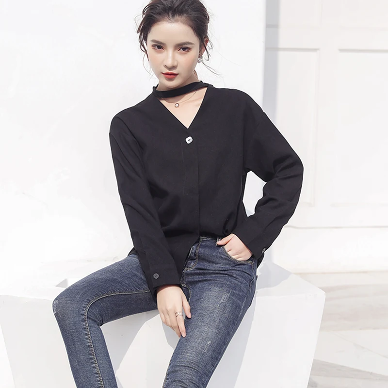 2019 Spring Blouses Women Long Sleeve Shirts Female Fashion Office Lady OL Elegant Womens Tops and Black Red | Женская одежда
