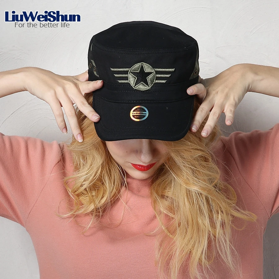 LIUWEISHUN осенне-зимняя женская кепка, военная камуфляжная кепка Snapback, черная плоская кепка s для мужчин или женщин, шапка Chapeu Gorras
