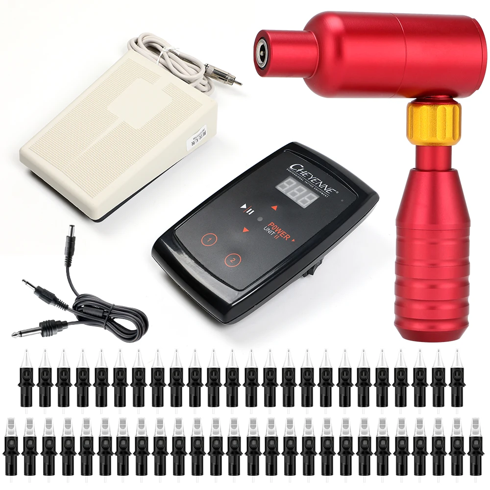 Pro Инструмент для перманентного макияжа татуировки Kit 2-в-1 Татуировки Ручка Ротари Машина+ 1 шт. цифровой Питание ножная педаль+ 50 шт. Cartridage иглы