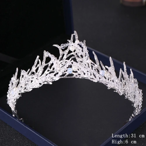 Хрустальные стразы, свадебная корона, серебряная Свадебная тиары и короны, головной убор, аксессуары для волос для женщин, свадебный головной убор для невесты - Окраска металла: Silver