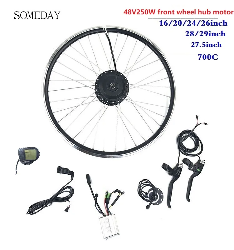 Когда-нибудь для е-байка conversion kit 16 20 24 26 27,5 28, 29, 700C 48V250W, фара для электровелосипеда в передний привод с LCD5 дисплей