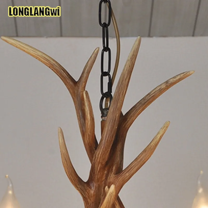 Светодиодная люстра в европейском стиле с 6 рожками лампа ретро из смолы рогами