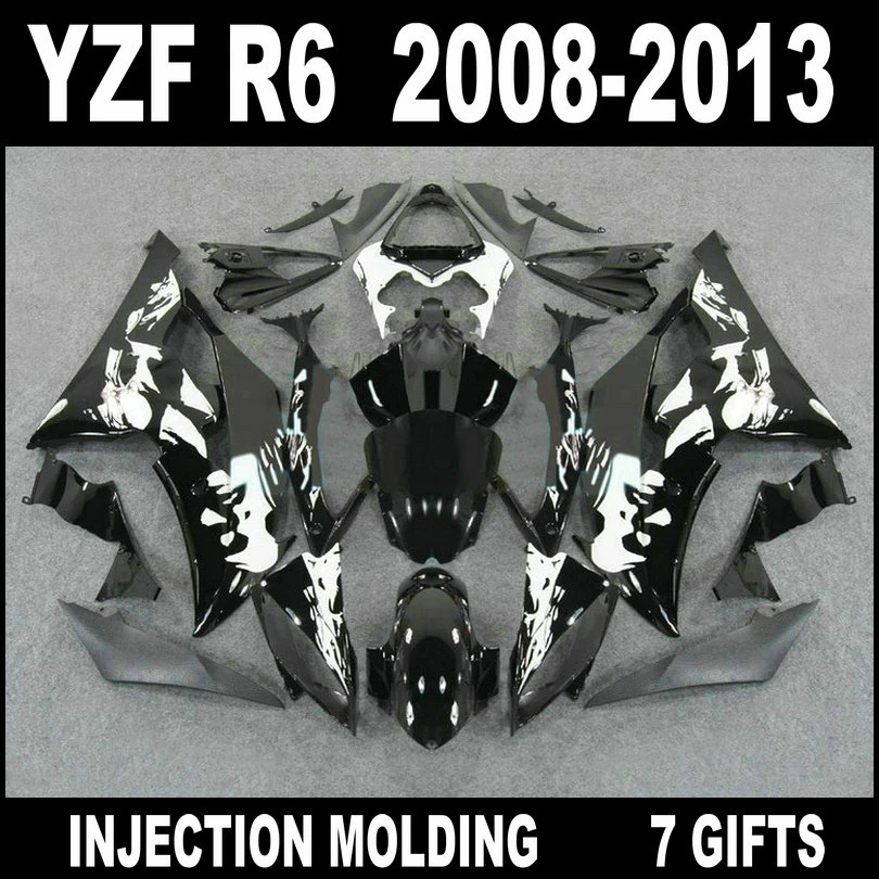 Белые Черные запчасти для мотоцикла 2008 2009 - 2013 YAMAHA R6 Обтекатели из АБС-пластика 08 09