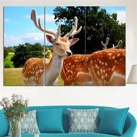 no frame deer oil painting cartoon animal landscape poster and print home decor canvas art wall picture for living room 3 pieces