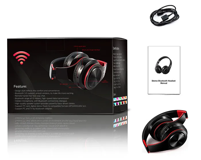 Hi-Fi стерео наушники bluetooth наушники Музыкальная гарнитура FM и поддержка SD карты с микрофоном для мобильных телефонов xiaomi iphone sumsamg tablet