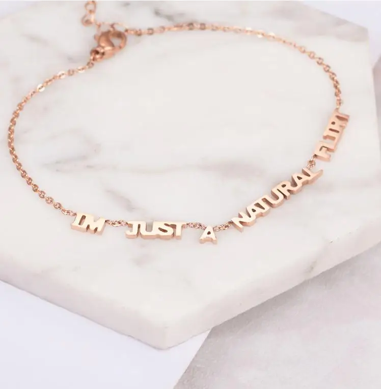 YUN RUO модный браслет из розового золота элегантная буква цепочка шарм женский