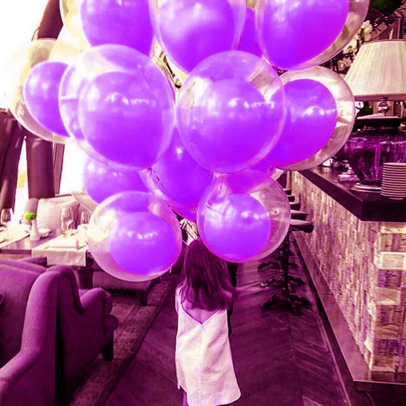 Light Purple Set 10 компл. 12 дюймов прозрачные синие розовые латексные шары Тиффани детский душ День Рождения Декор Дети двухслойный воздушный Гелиевый шар - Цвет: Light Purple Set