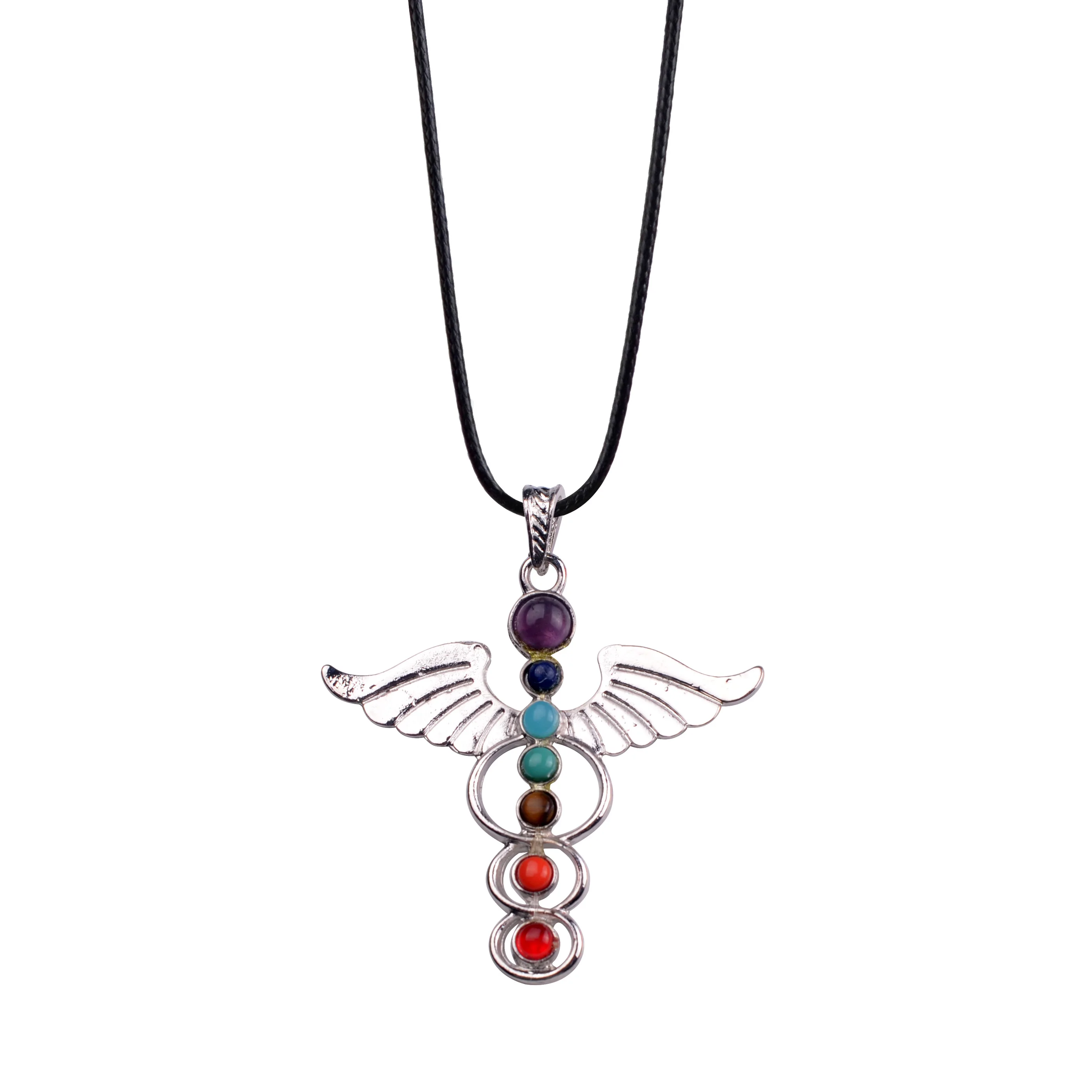 color 16 SEVENSTONE натуральный 7 чакра камень Йога Бохо прибытие цветок жизни Подвески символ рейки здоровье подвеска, амулет, ожерелье ювелирные изделия - Окраска металла: color 16