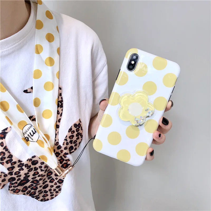 Чехол для iPhone 7 XR XS MAX X 8 6 6s Plus мягкий IMD цветок зыбучий песок задняя крышка ремешок