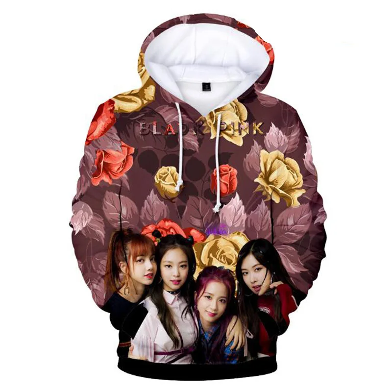 Корейская мода K POP KPOP черный, розовый, черный, черный, розовый альбом Дженни Роза Лиза JISOO 3D печать толстовки для женщин и мужчин Clothes одежда