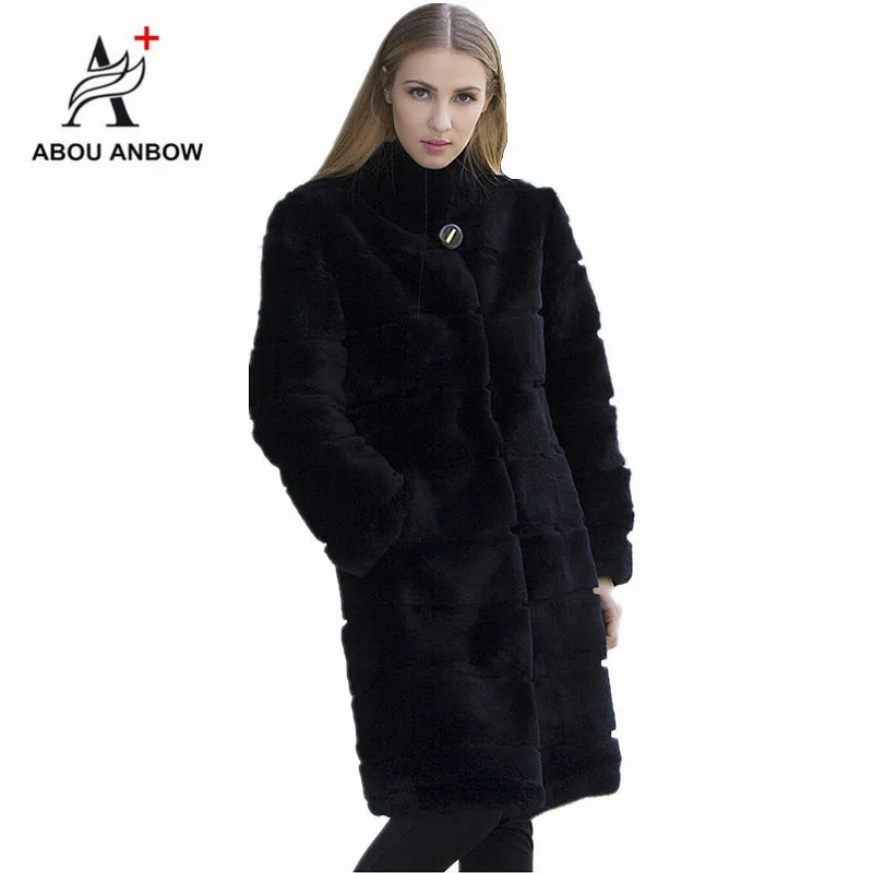 2019 высококачественное Женское пальто из натурального меха средней длины женское