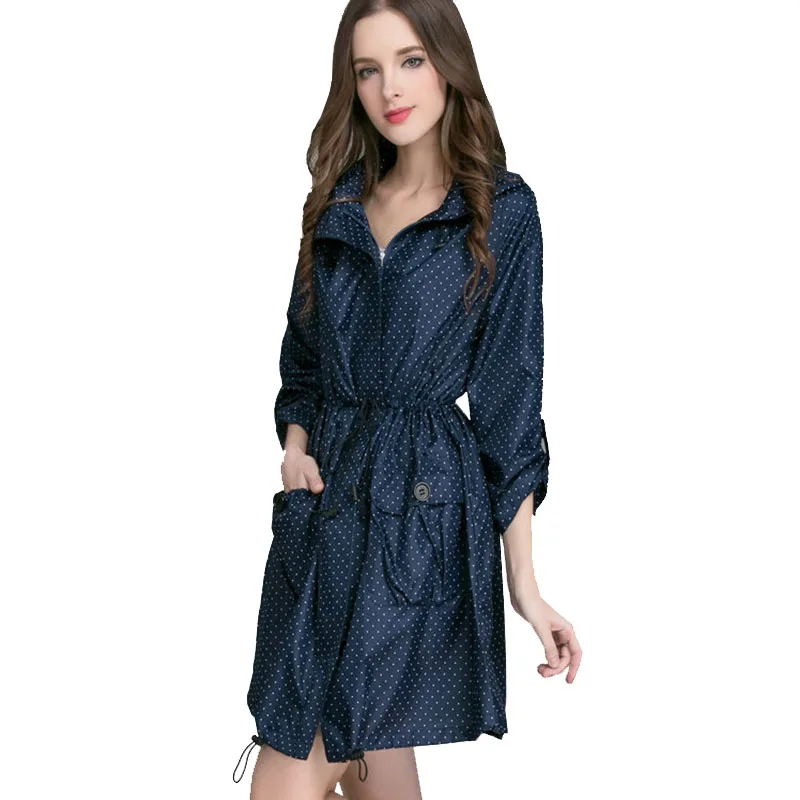 Водонепроницаемый длинный дождевик Женский Модный женский 2019 дышащий