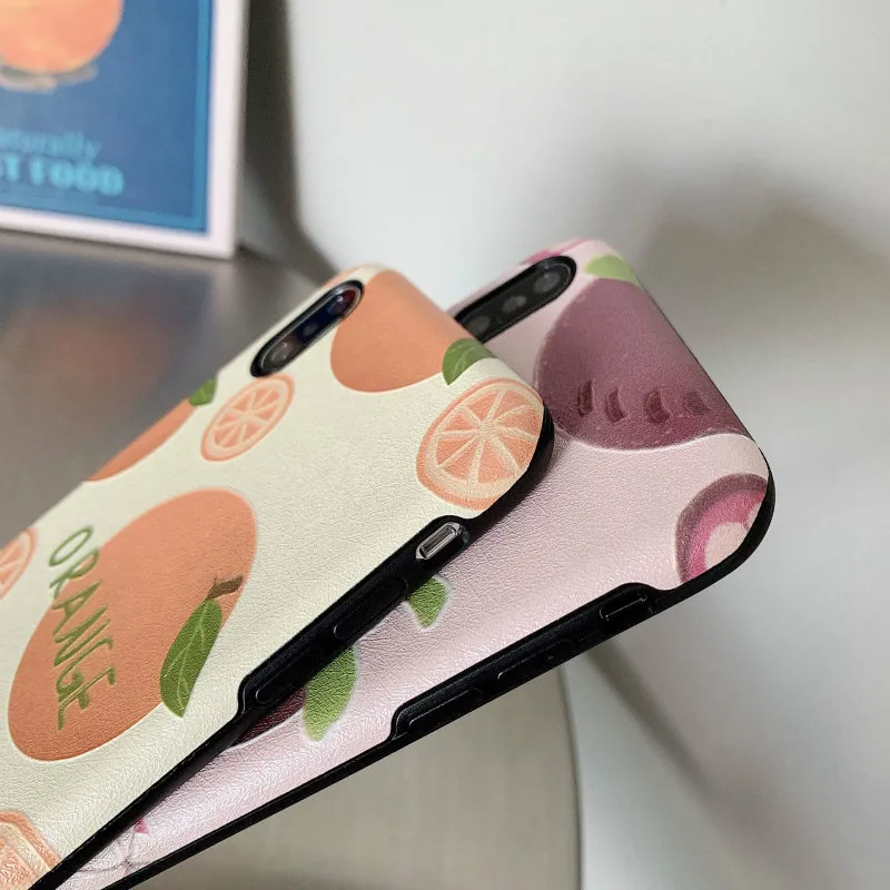 POBLU иллюстрация Летний Фруктовый чехол для телефона iphone 6s 7 8 plus XS MAX XR X Scrub Reloief silk IMD