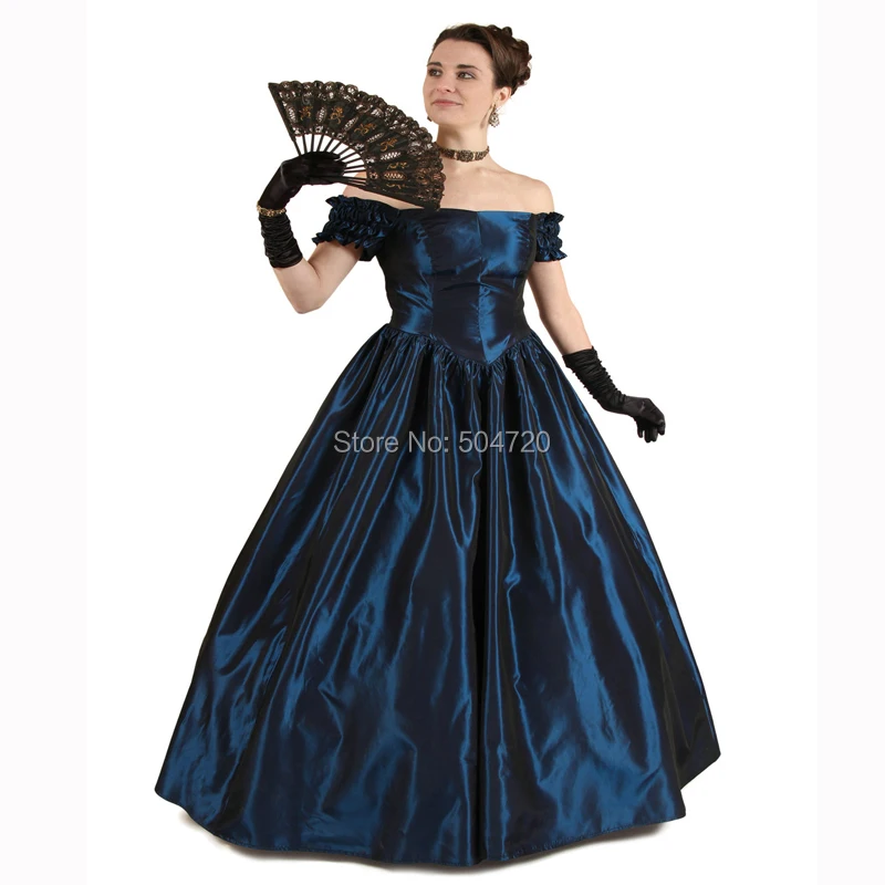 Сшитые на заказ! Винтажные костюмы из голубой тафты в стиле ретро викторианские