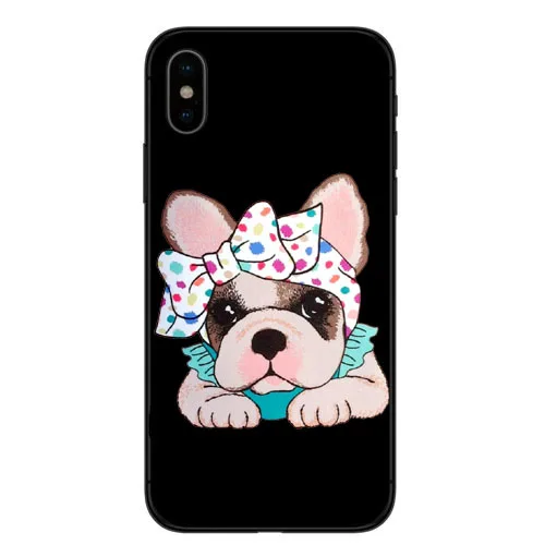 TPU Casos de telefone Buldogue Frances Arte Para iphone X XR XS MAX 8 7 6 5 4 Бостон-терьер собака Роза силиконовый Suave Fundas Coque - Цвет: TPU