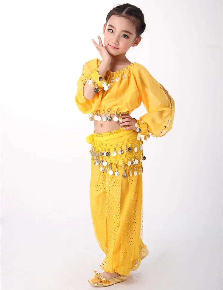 Костюмы для танца живота 5 шт./компл. индийское платье детей детские костюмы