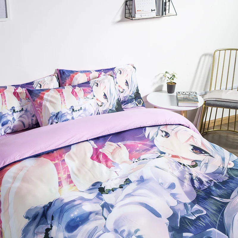Новый комплект из 3 предметов Комплект постельного белья с 3D принтом Аниме Хацунэ
