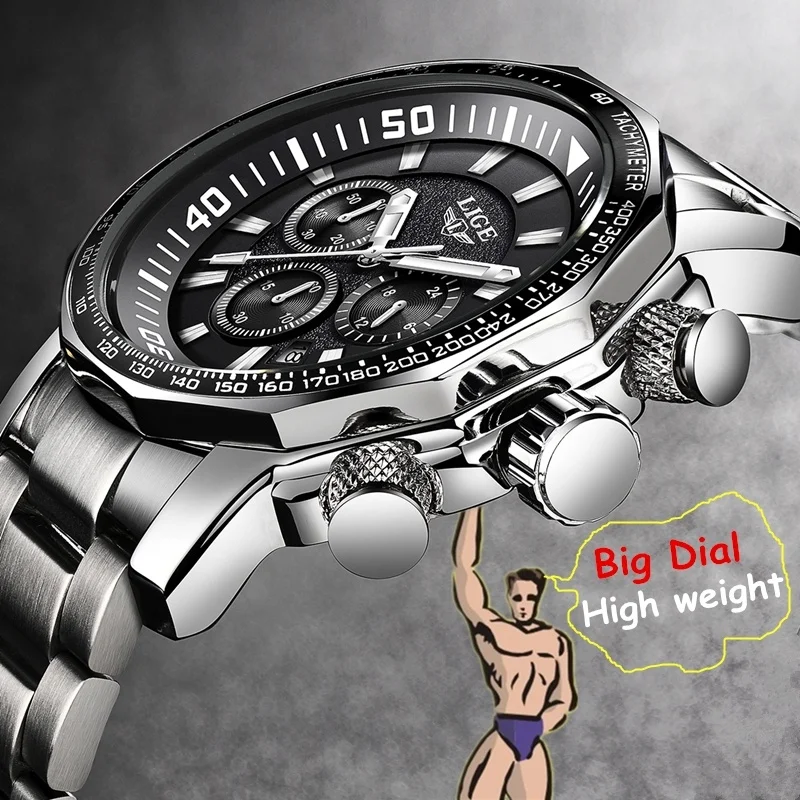 LIGE мужские часы Лидирующий бренд Роскошные бизнес модные Мужские Аналоговые