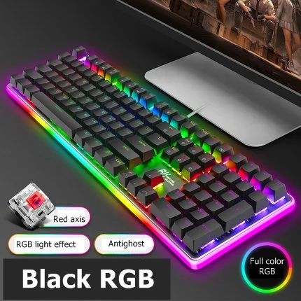 Black Red Axis ROYAL KLUDGE RK918 USB Проводная RGB подсветка Механическая игровая клавиатура макро Программирование с различными эффектами подсветки - Цвет: Black Red Axis