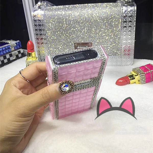 Хрустальный Алмазный Тонкий Магнитный портсигар с usb зарядной зажигалкой MS 20 тонкие сигареты ветрозащитный металлический многофункциональный набор