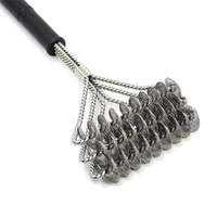 stainless steel barbecue grill cleaner brush three wire spring with handle durable non stick cleaning brushes cooking bbq tools