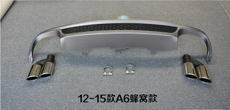 Diffuser Exhaust B ABS 4 выхода PP задний бампер диффузор с выхлопными наконечниками для Audi A6 S6 C7 2012 2013 2 вида стилей - Color: Diffuser Exhaust B