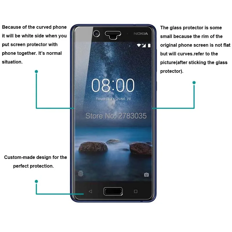 Для Nokia 8 2017 Android Phone Nokia8 9H твердость 2.5D ультратонкое Закаленное стекло пленка