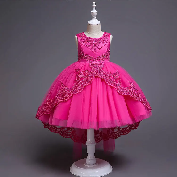 Elegant Cute Summer Girl Dress Toddler Teenage Kids Lace Embroidery Foral Birthday Princess Flower Wedding Party Clothes | Детская