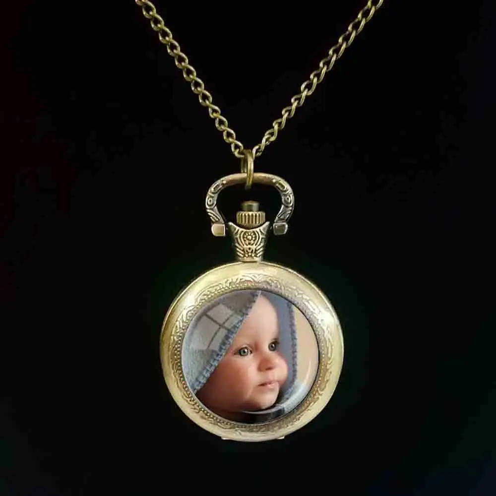 

PERSONALIZED PHOTO pocket watch Custom Photo of Your Baby Child Mom Dad Grandparent Loved One Gift for Family Member OMG