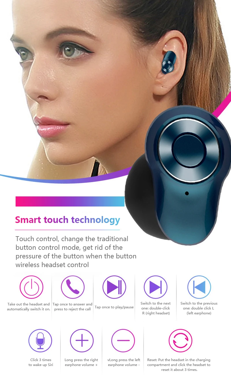 Touch A6 Bluetooth 5,0 беспроводные настоящие наушники TWS спортивные наушники 10 м подключение стерео наушники IPX6