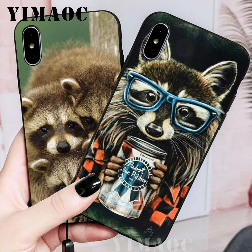 YIMAOC животное енот искусство Coque мягкий чехол для iPhone XS Max XR X 7 8 6 6S Plus 5 5S SE |