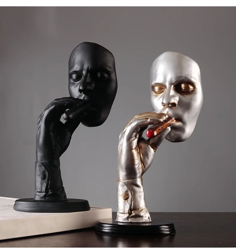 Абстрактный курение сигар человек портрет Скульптура каучуковая фигурка бюст