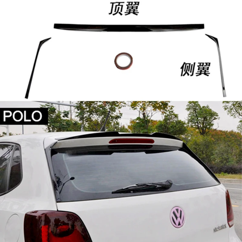 Спойлер для Polo высококачественный задний яркий черный спойлер из АБС пластика
