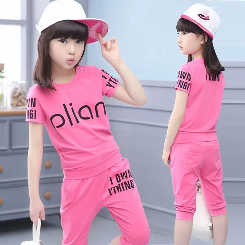 Модный комплект летней детской одежды 2019 года для девочек повседневный топ с