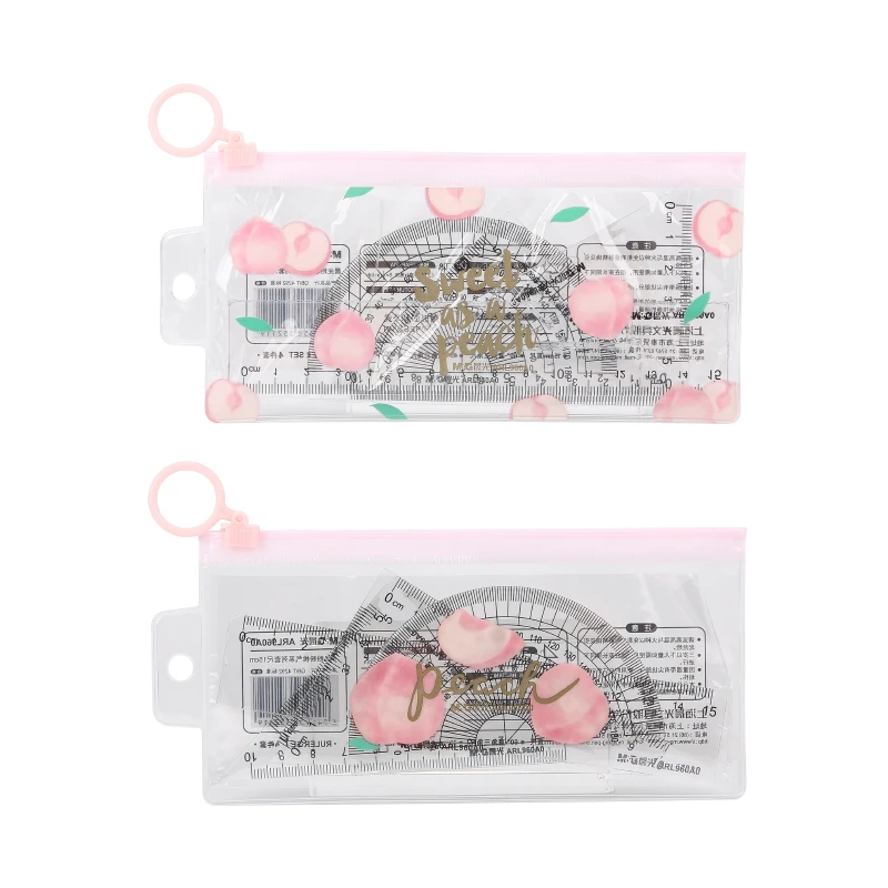 

M&G 4pcs/set "SWEET PEACH LIMITED" Ruler Set Kawaii School maths geometry set triangular protractor Cute rulers math student