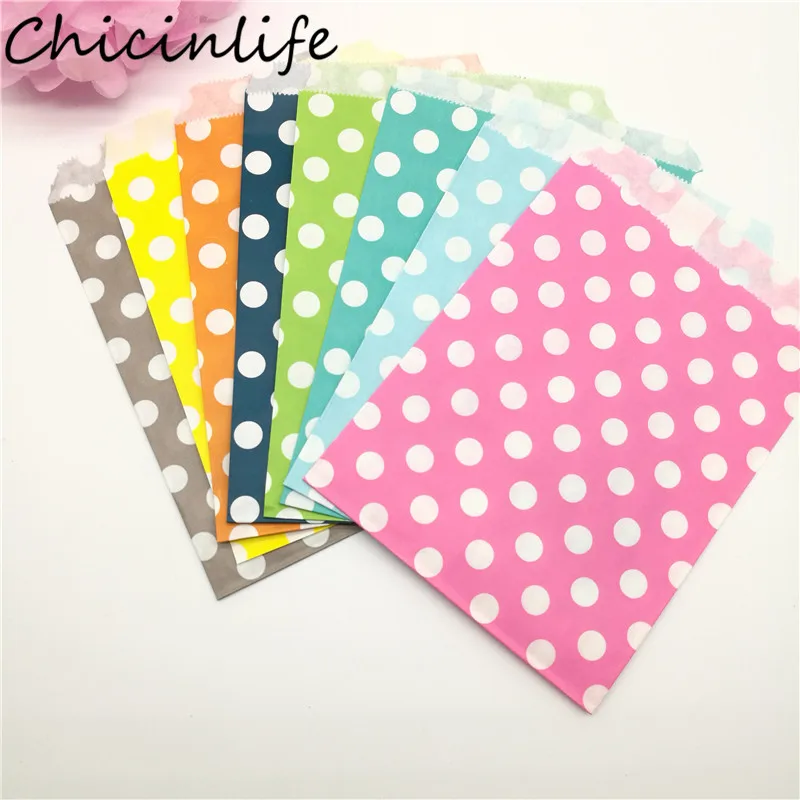Chicinlife 25 шт./лот крафт бумажные мешки в горошек конфеты печенье попкорн еда