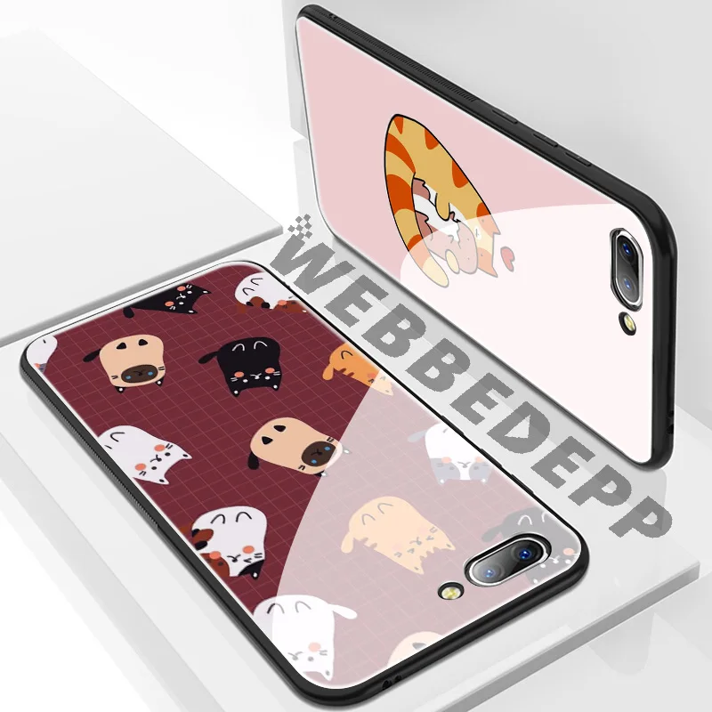 Чехол из закаленного стекла WEBBEDEPP Fat Orange Cats для Huawei Mate 20 P20 P10 P Smart 2019 2018 &amp Honor 10 9 8X 7A