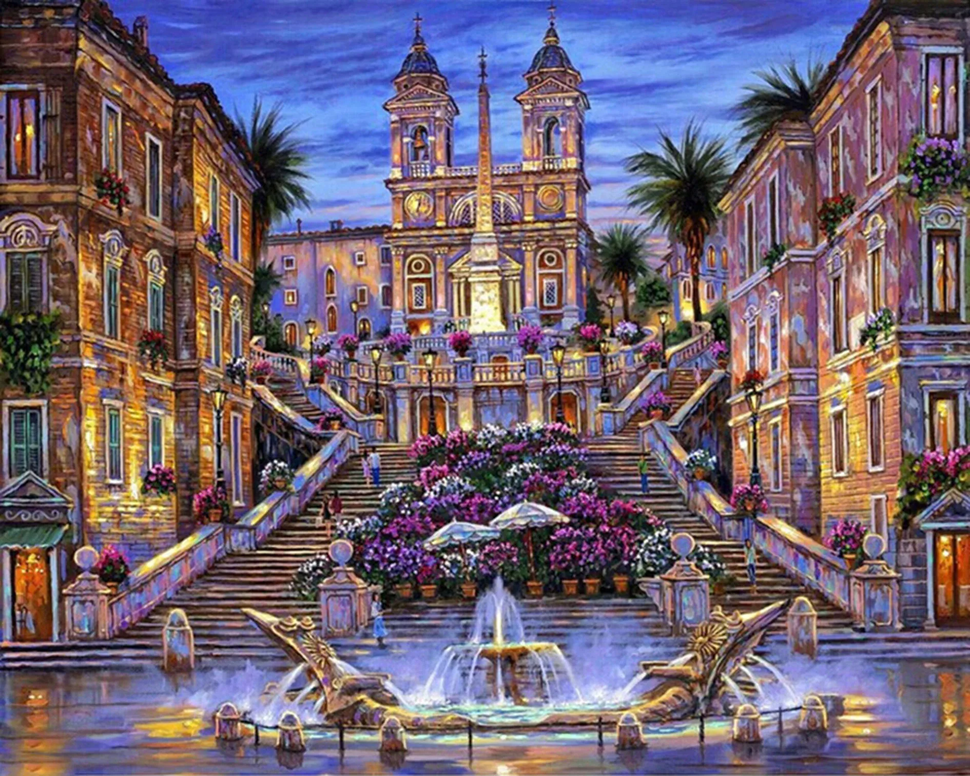 40X50CM(16&quotX 20&quot) Waterfall Castle Landscape Full Drill Put Embroidery Diy Diamond Painting Cross Stitch Kit Mosaic Home Decor | Дом и