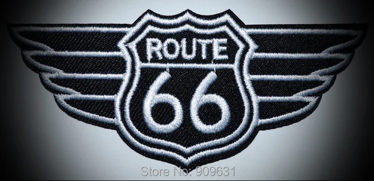 Спонсируемый Route 66 Ретро мускул тачки Американа вышитый патч черный Железный На