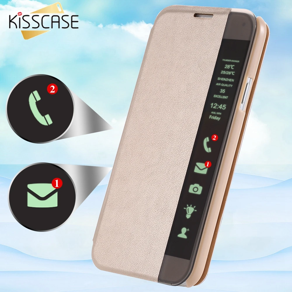 Кожаный флип чехол KISSCASE для Samsung Galaxy S5 S6 S7 Edge умный телефона с функцией сна Note 3 4 5