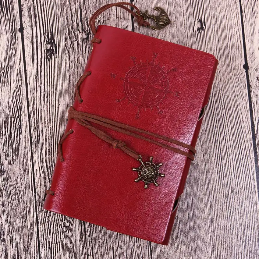 1 шт. блокнот на спирали, дневник старинные Пираты; якоря из искусственной кожи записная книжка сменный Рождественский подарок журнал путешественника - Цвет: Red