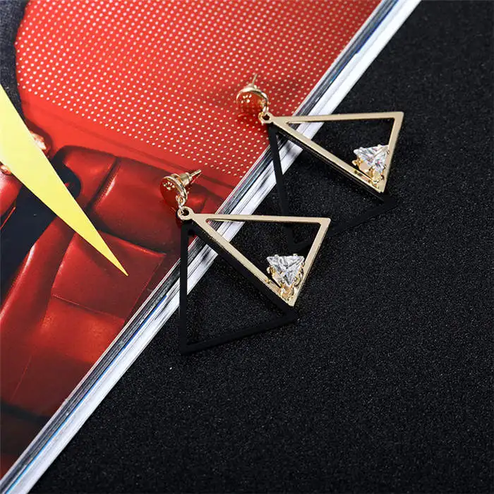 Fashion Geometric Stud Earrings Zircon Long Triangular Earring Wedding Party Jewelry Women Gifts | Украшения и аксессуары