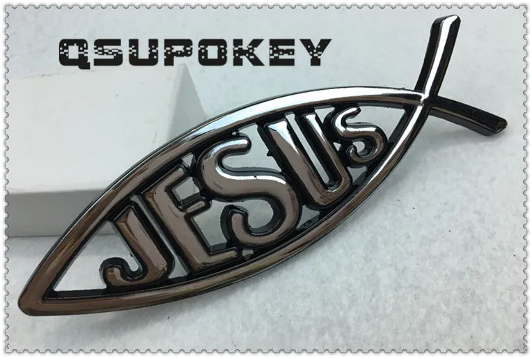 QSUPOKEY Jesus fish 3D car sticker chrome badge shape decoration waterproof applique Christian decal | Автомобили и мотоциклы