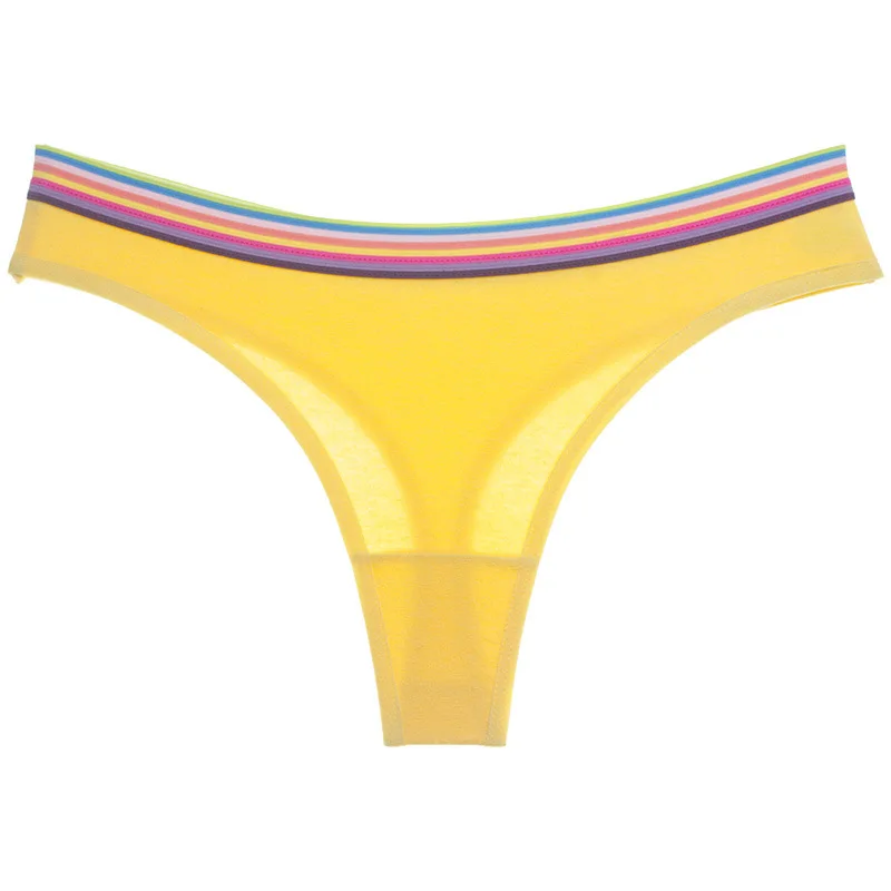 yellow SP& CITY, разноцветные Хлопковые женские трусы, однотонные трусы, бесшовное нижнее белье, спортивное сексуальное женское нижнее белье, мягкие сексуальные стринги - Цвет: yellow